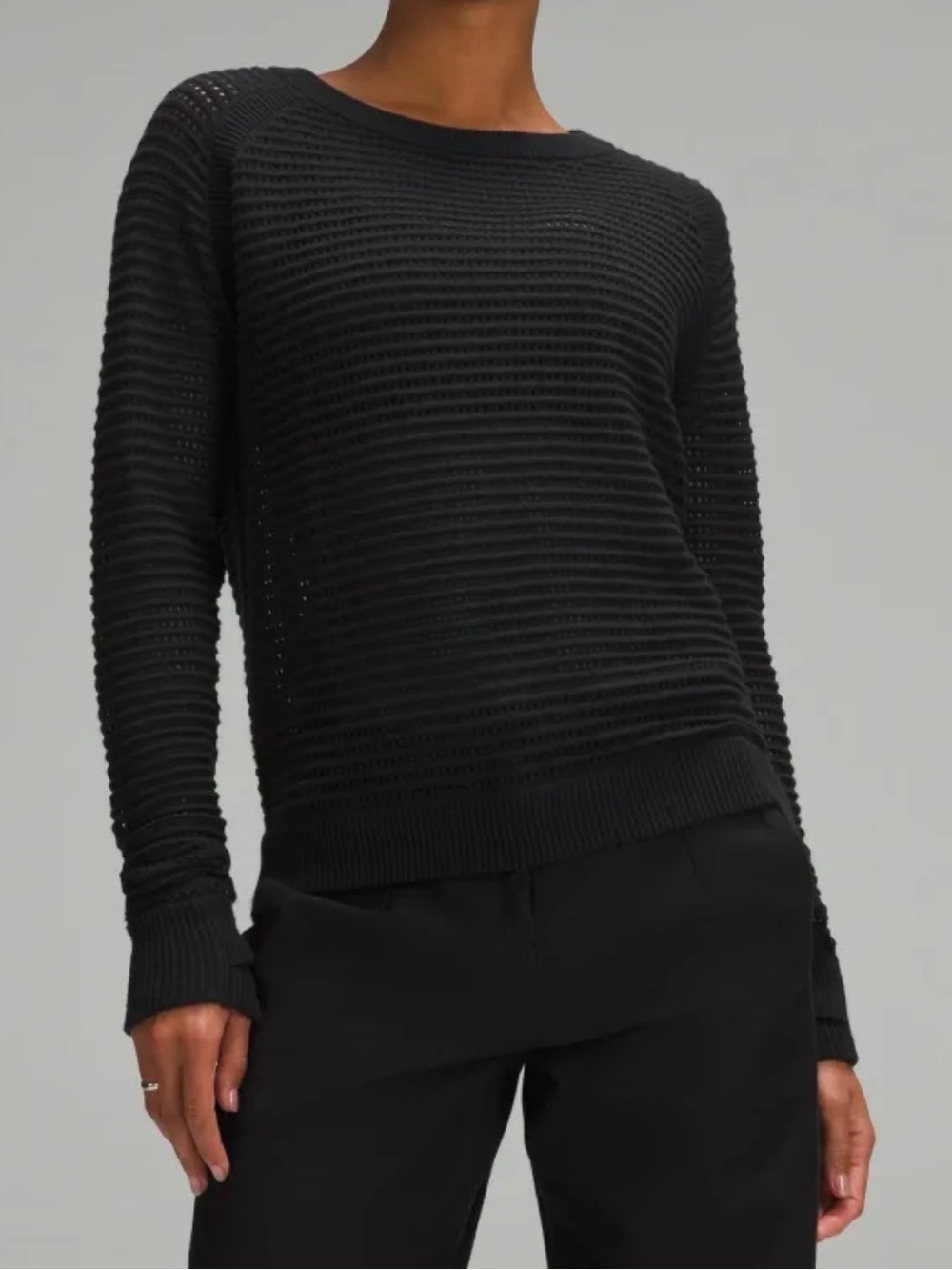 lululemon Pointelle-Knit Cotton Sweater - black - size large